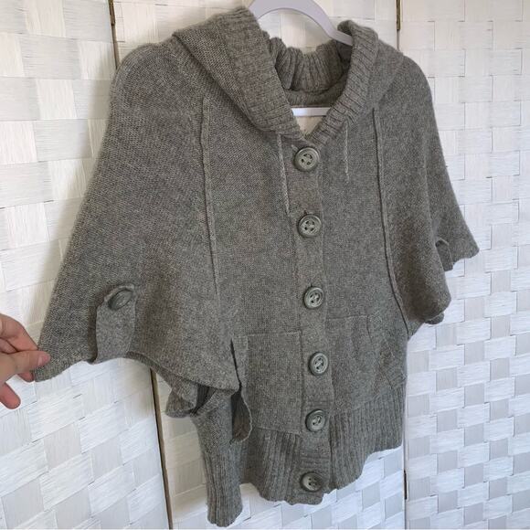 Anthropologie Kenji Boho Short Sleeve Wool Blend Hooded Cardigan Women’s Size XS - Picture 6 of 12